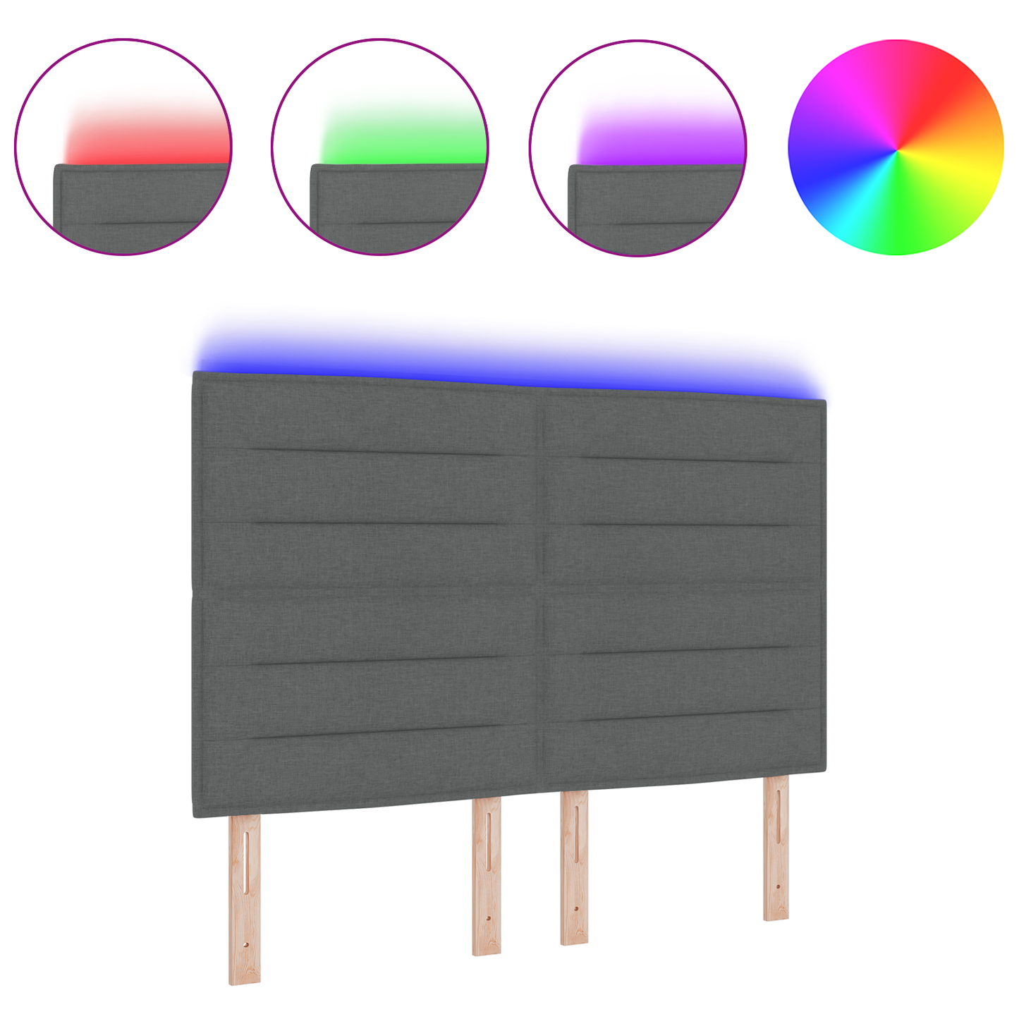 Hoofdbord met strepen 80 cm stof donkergrijs