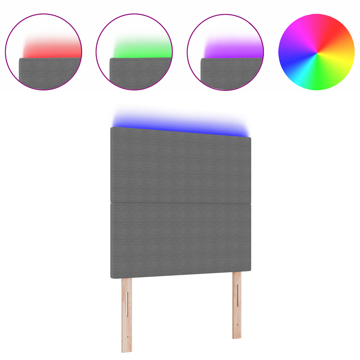 LED Hoofdeindelicht Grijs 90 cm Korduroystof