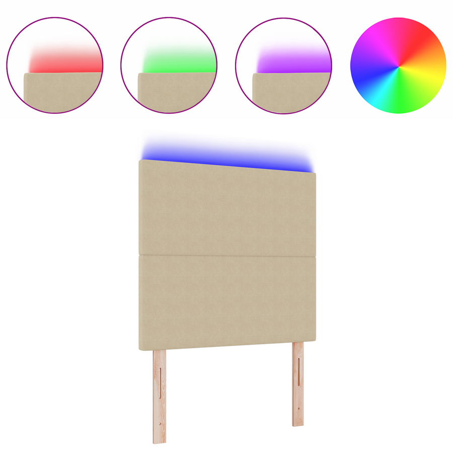 Hoofdbord met LED 90 cm ribfluweel lichtgroen grijs