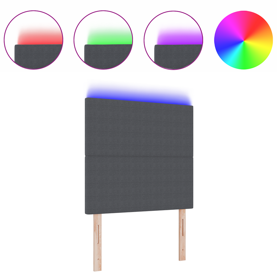 LED Hoofdeinde Donkergrijs - 100 cm, Katoenen Stof