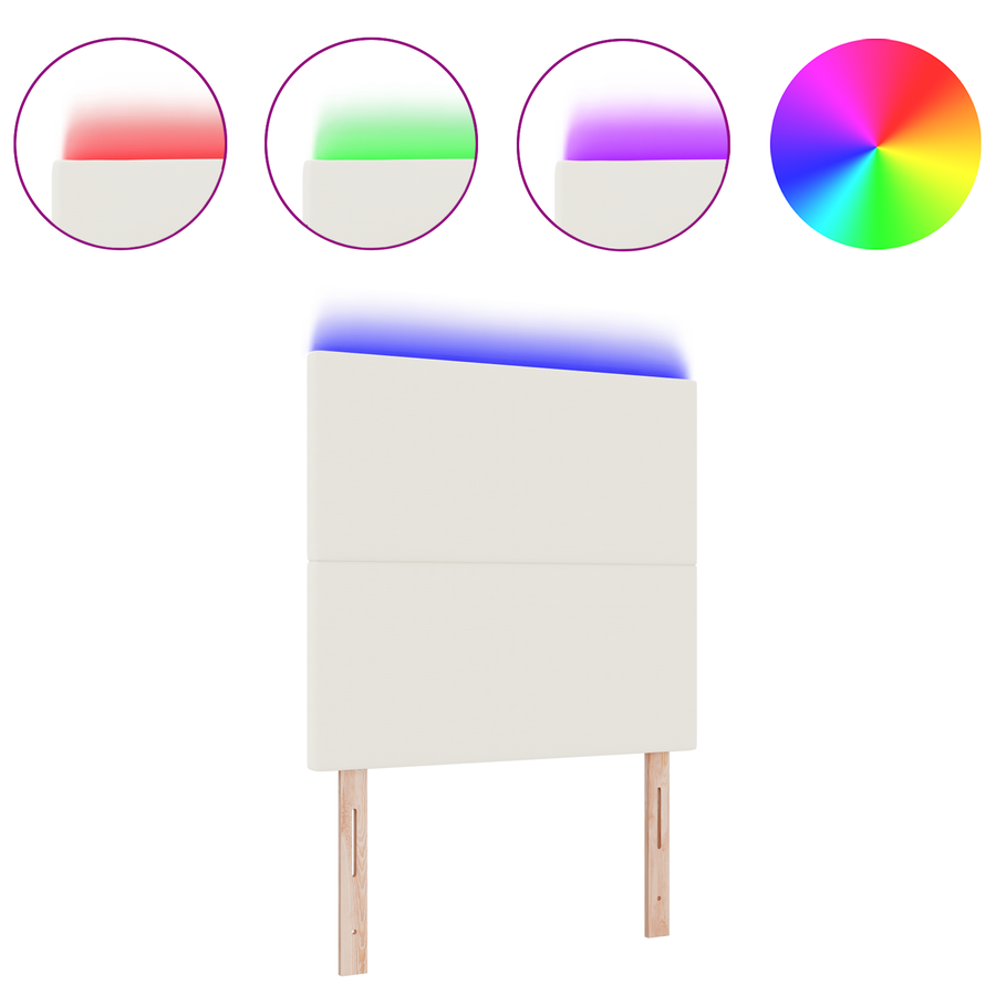 LED Hoofdbord Crème, 100 cm, Gemaakt van Corduroy