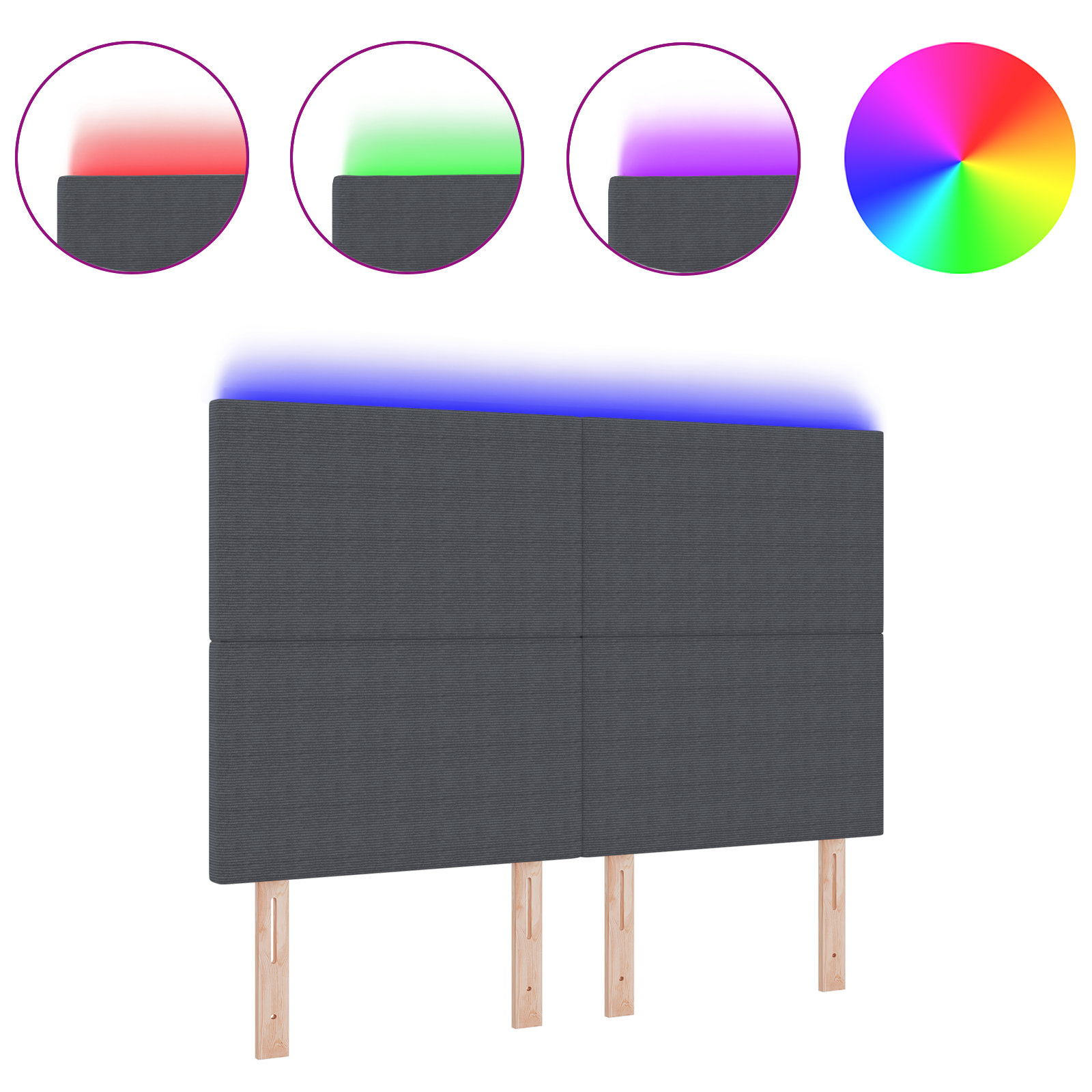 LED Hoofdbord Donkergrijs van Corduroy, 72 cm