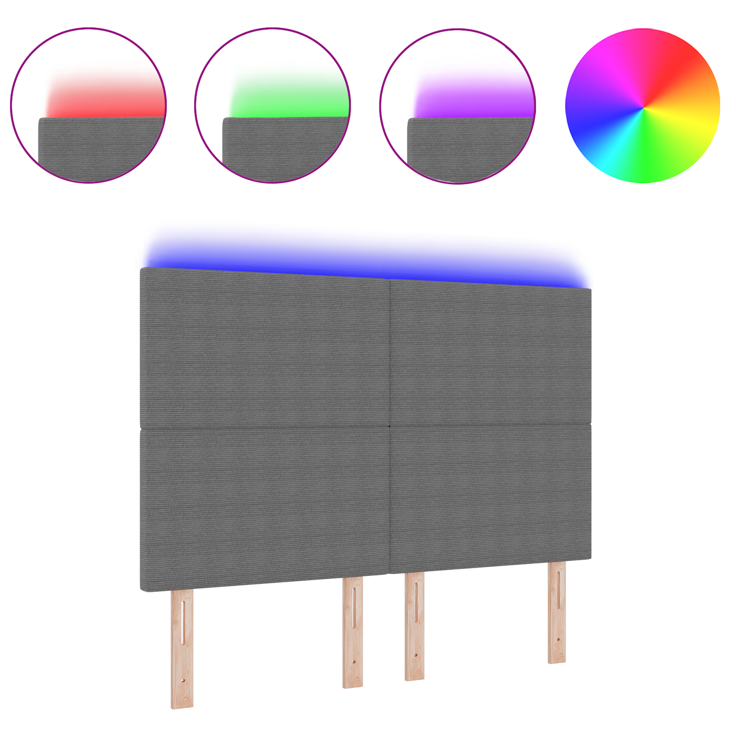 LED Hoofdeinde Lichtgrijs 80 cm Corduroystof