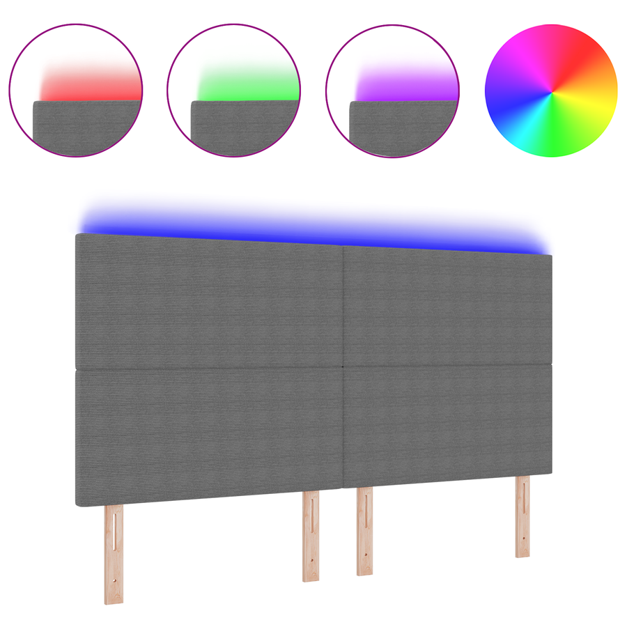 LED Hoofdbord Verlichting Lichtgrijs 90 cm Corduroy Stof