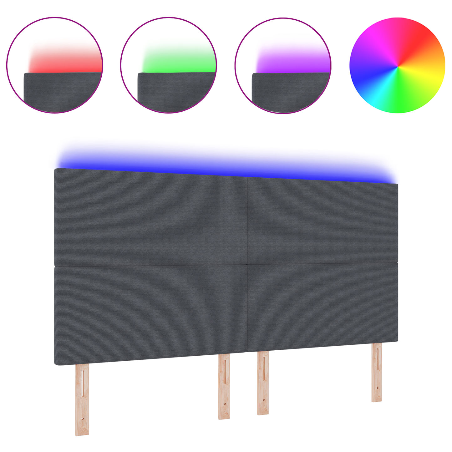 LED Hoofdbord Donkergrijs 90 cm Corduroy Stof