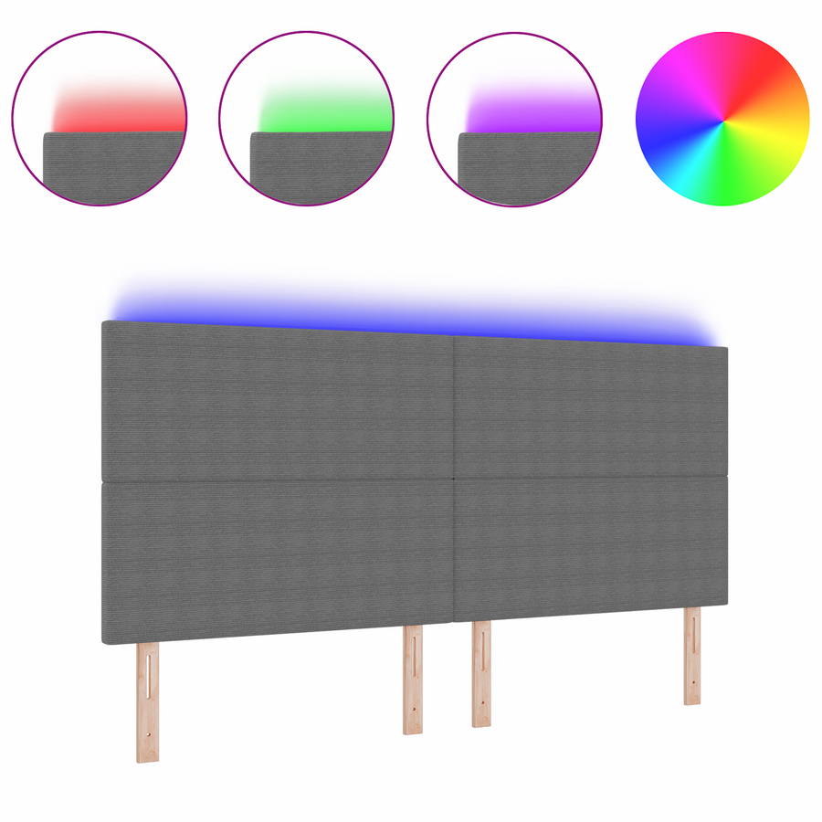 LED Hoofdeinde Lichtgrijs 100 cm Corduroystof