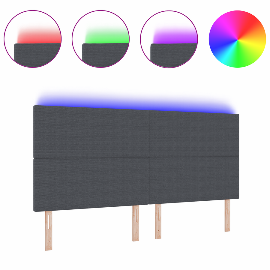 LED Hoofdbord Donkergrijs van 100 cm Corduroy Stof