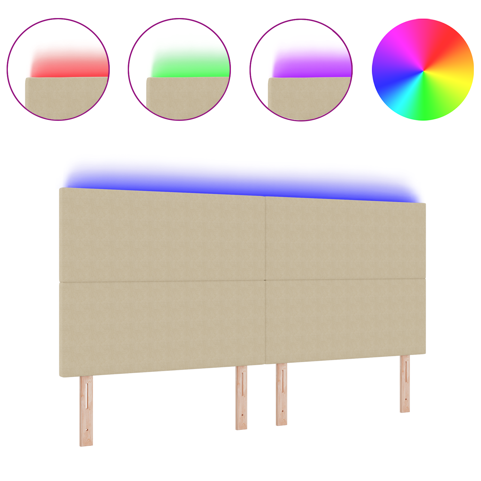 LED Hoofdbord Lichtgroen Grijs 100 cm Kordonstof