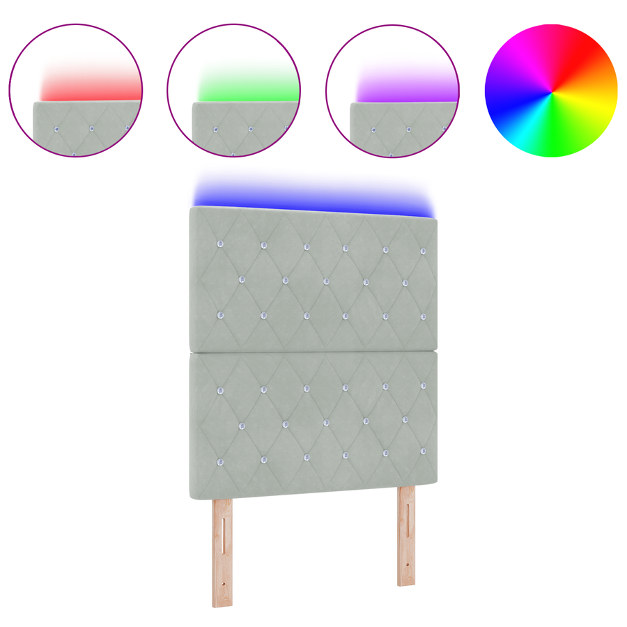 Hoofdbord LED 80 cm fluweel lichtgrijs