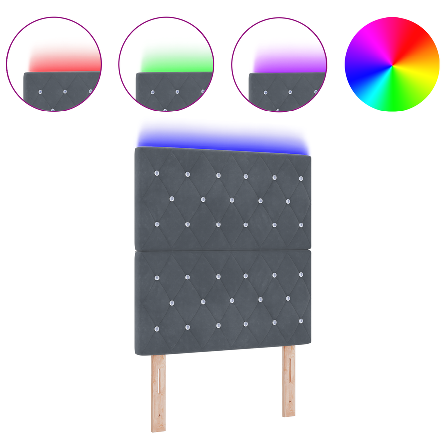 Hoofdbord LED 80 cm fluweel donkergrijs