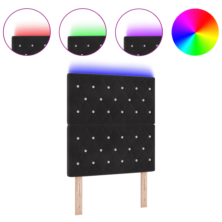 Hoofdbord LED 80 cm fluweel zwart