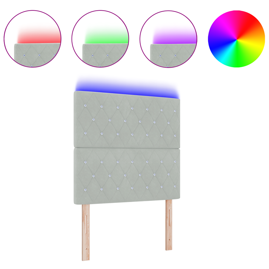 Hoofdbord LED 100 cm fluweel lichtgrijs