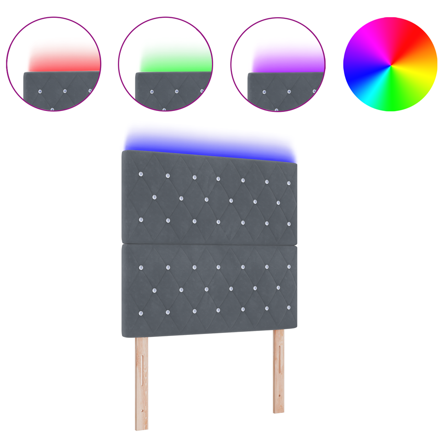 Hoofdbord LED 100 cm fluweel donkergrijs