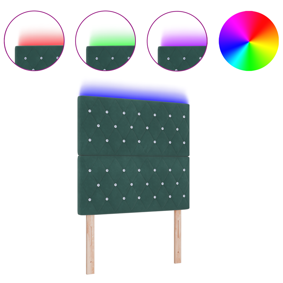 Hoofdbord LED 100 cm fluweel donkergroen