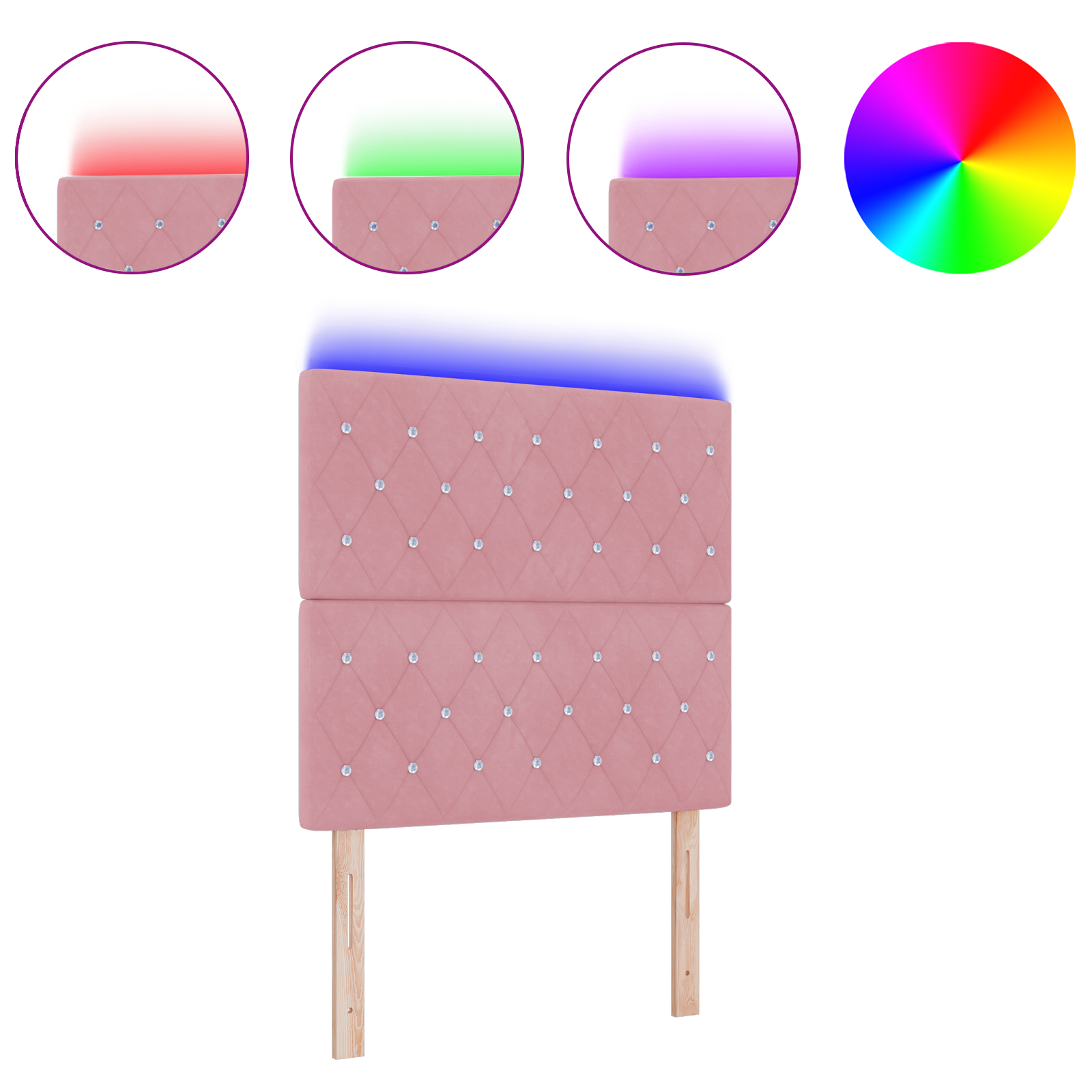 Hoofdbord LED 100 cm fluweel roze