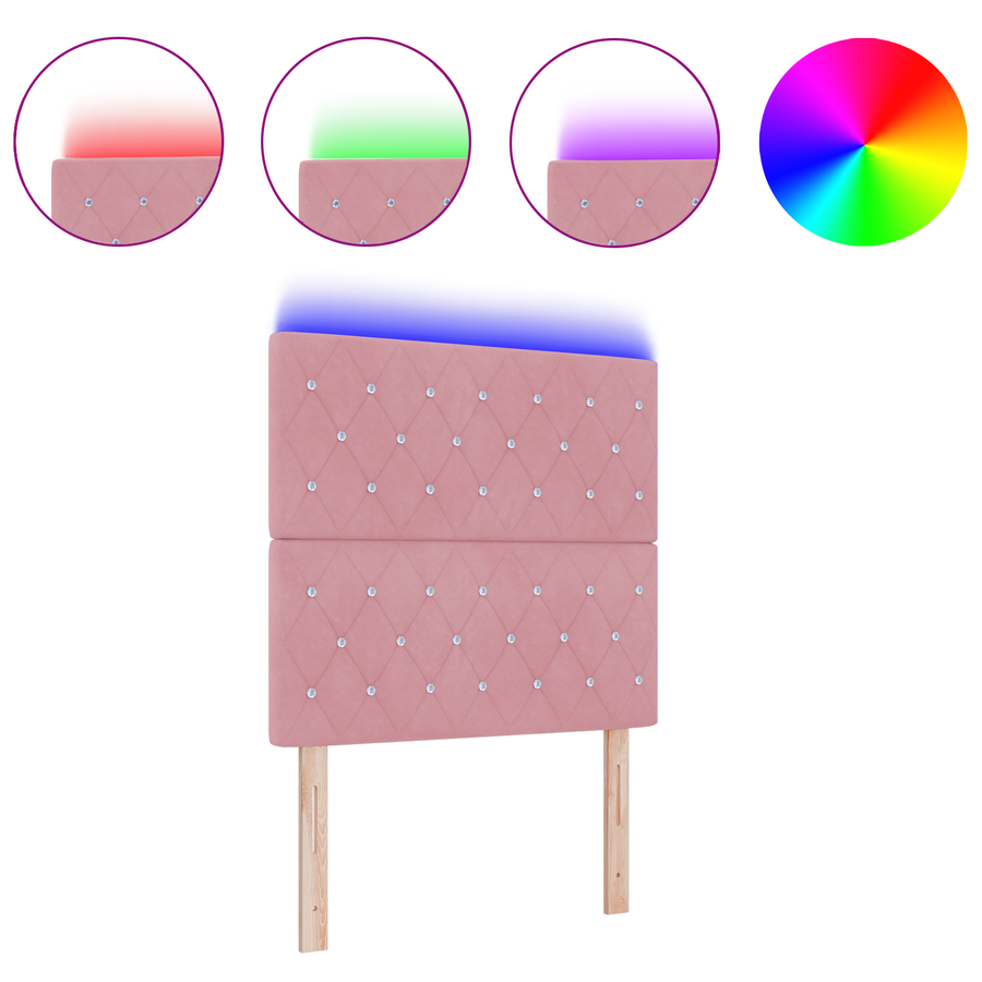 Hoofdbord LED 100 cm fluweel roze