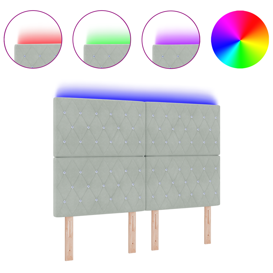 Hoofdbord LED 72 cm fluweel lichtgrijs