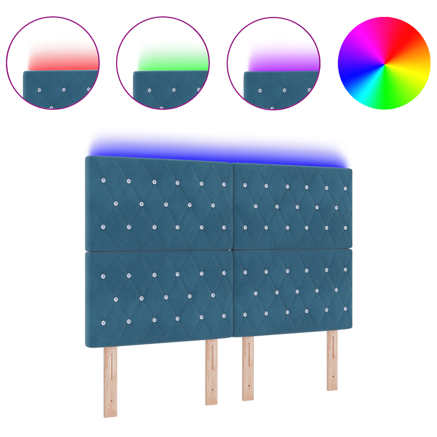 Hoofdbord LED 72 cm fluweel donkerblauw