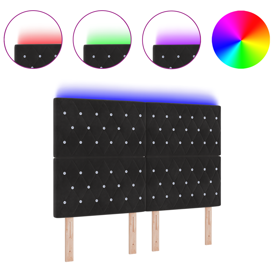 Hoofdbord LED 80 cm fluweel zwart