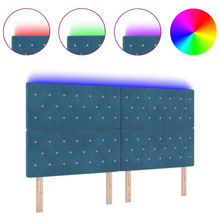 Hoofdbord LED 90 cm fluweel donkerblauw