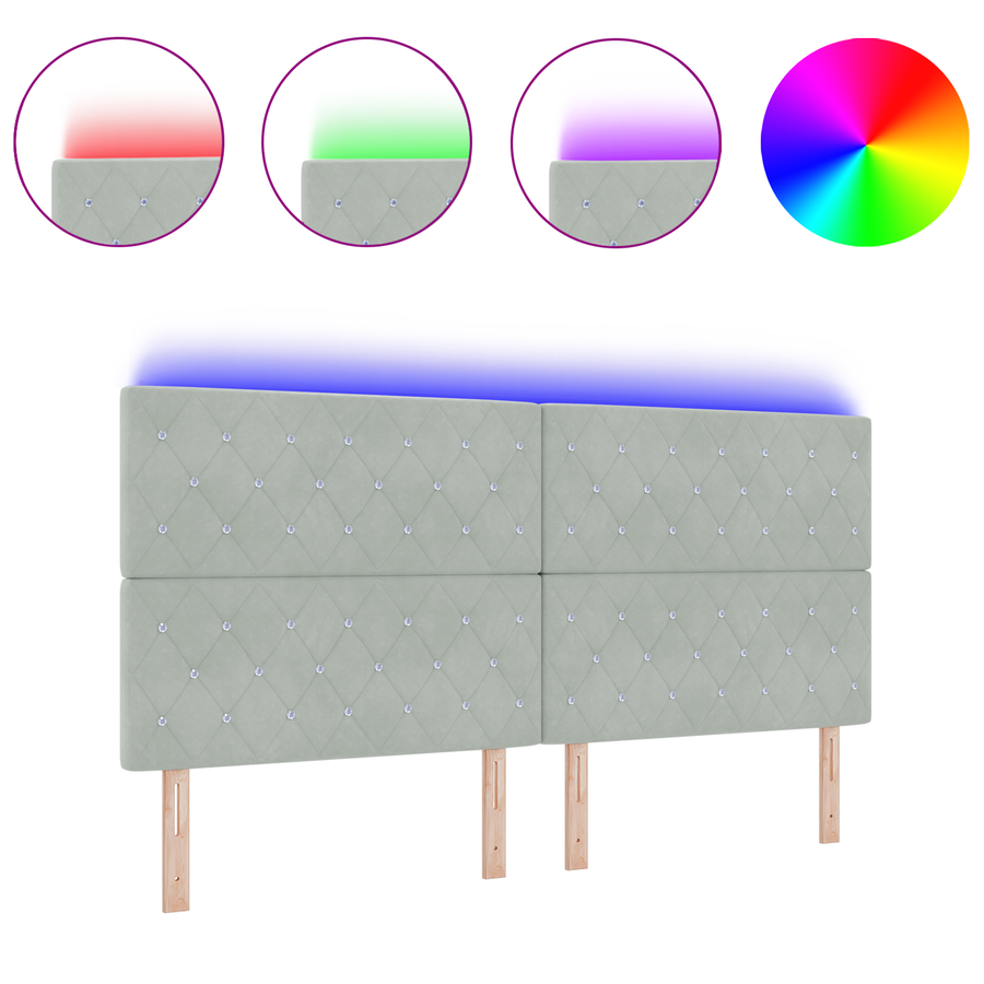 Hoofdbord LED 100 cm fluweel lichtgrijs