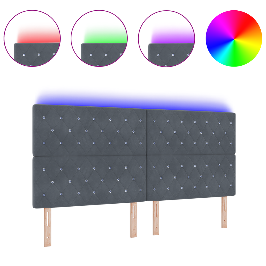 Hoofdbord LED 100 cm fluweel donkergrijs