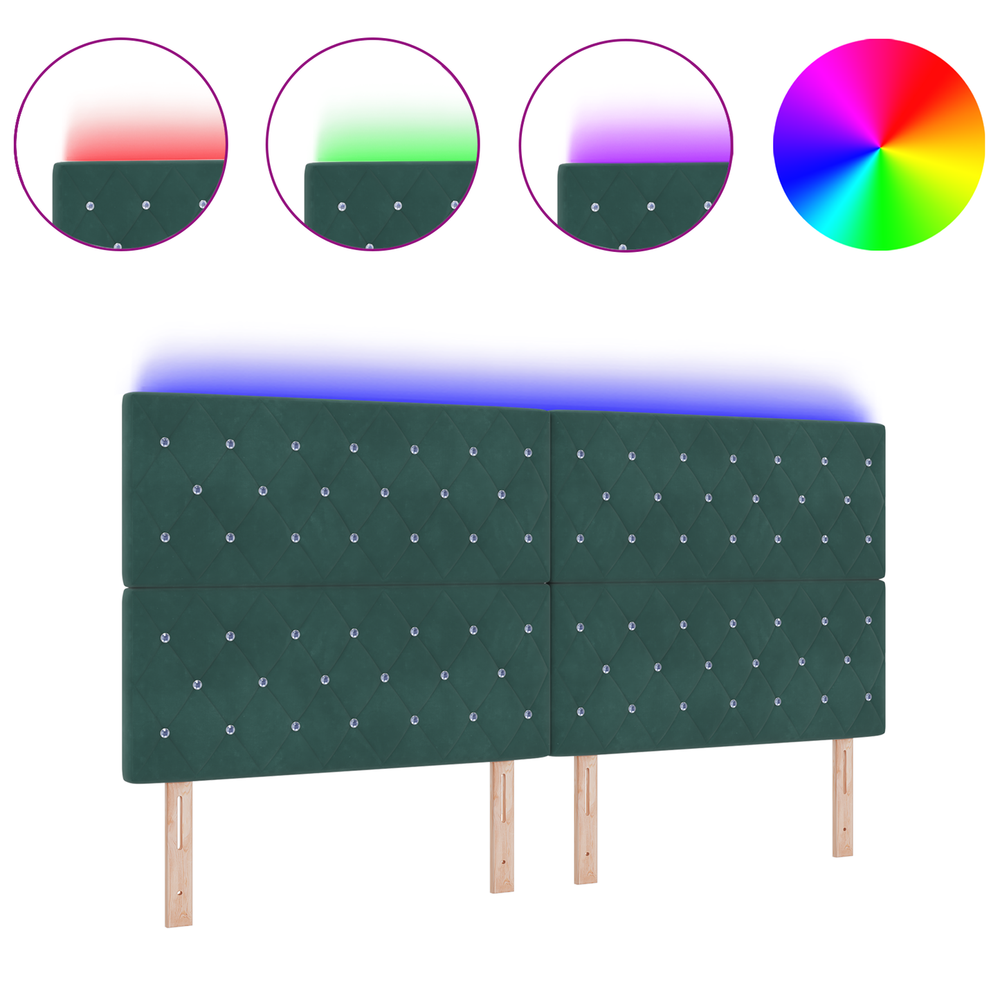 Hoofdbord LED 100 cm fluweel donkergroen