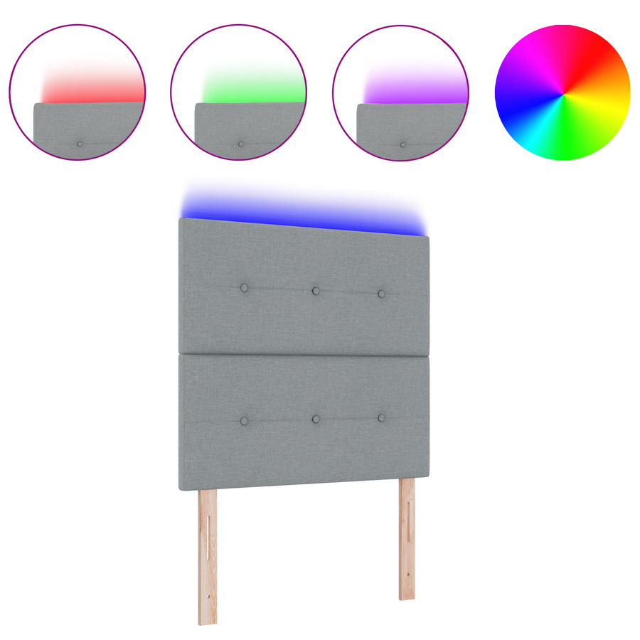 Hoofdbord met LED 80 cm stof lichtgrijs