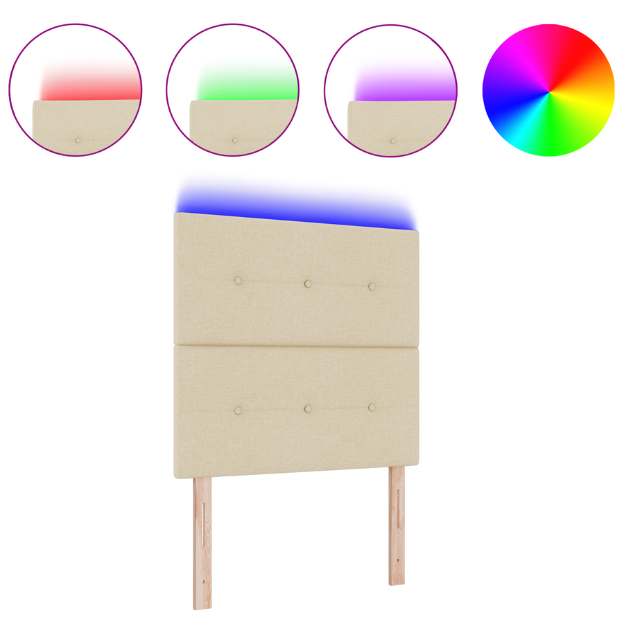 Hoofdbord met LED 80 cm stof crèmekleurig