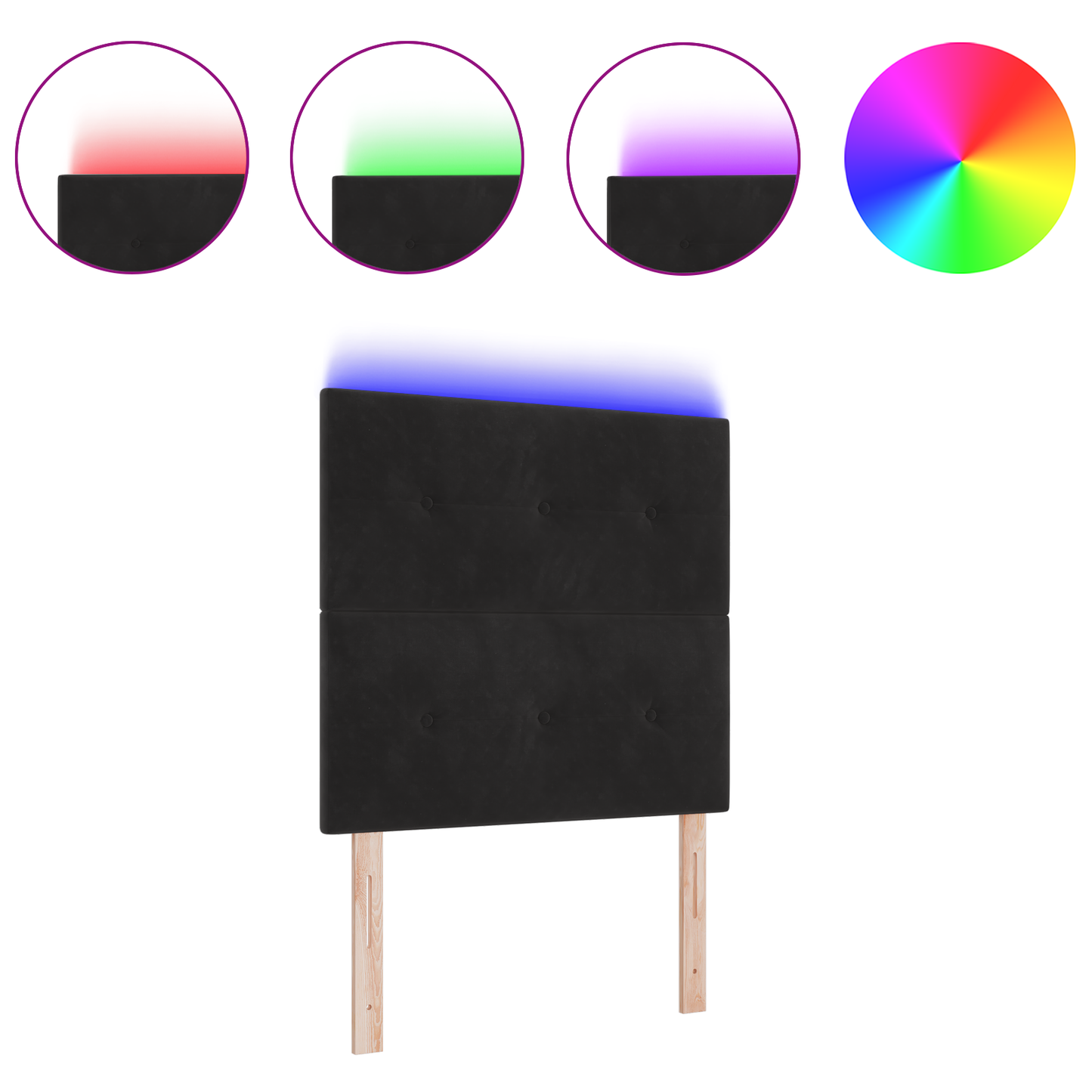 Hoofdbord met LED 90 cm fluweel zwart