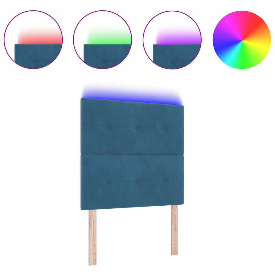 Hoofdbord met LED 90 cm fluweel donkerblauw