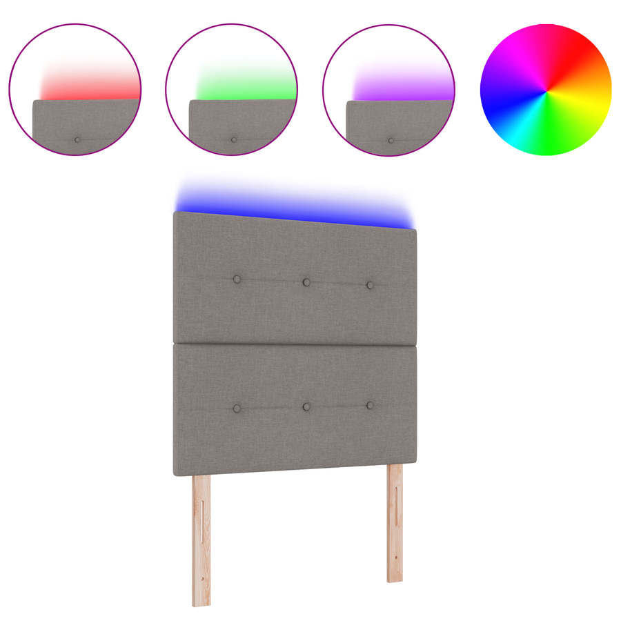 Hoofdbord met LED 100 cm stof taupe