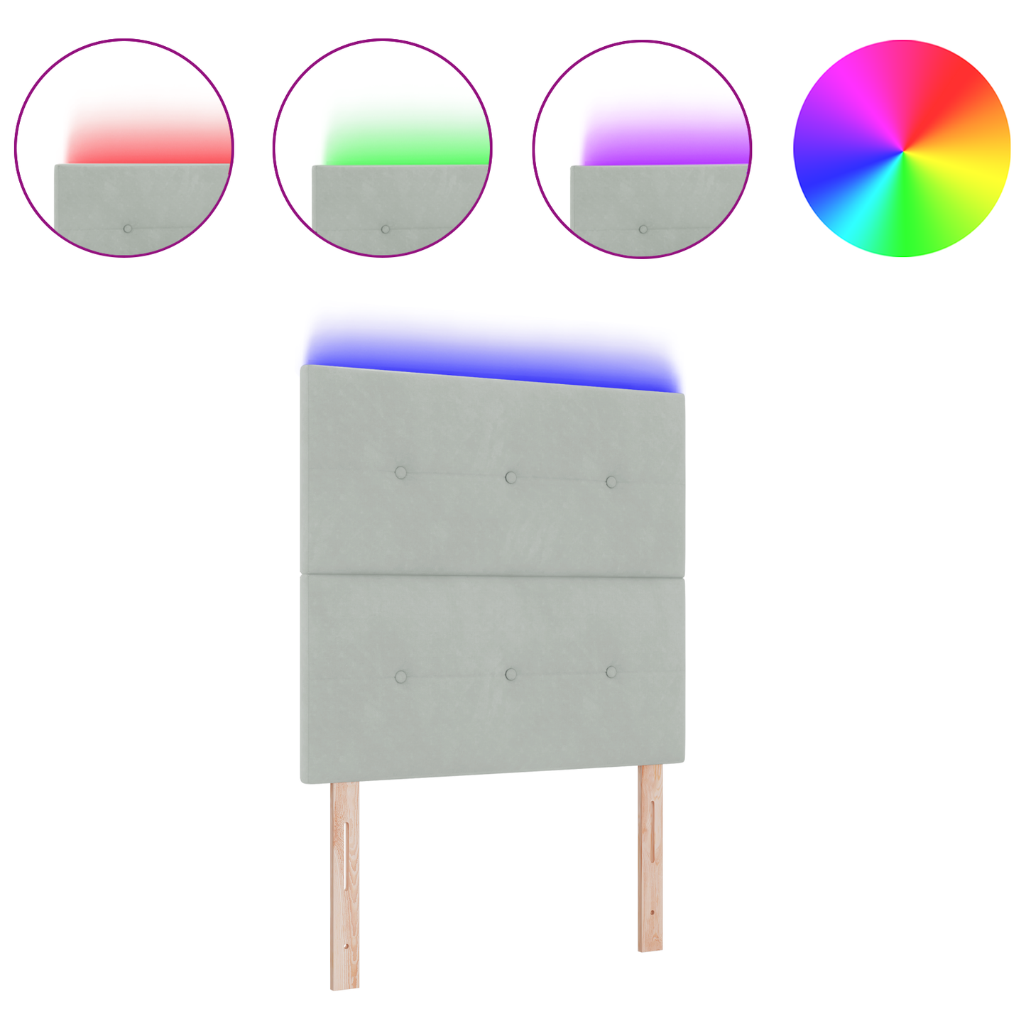 Hoofdbord met LED 100 cm fluweel lichtgrijs