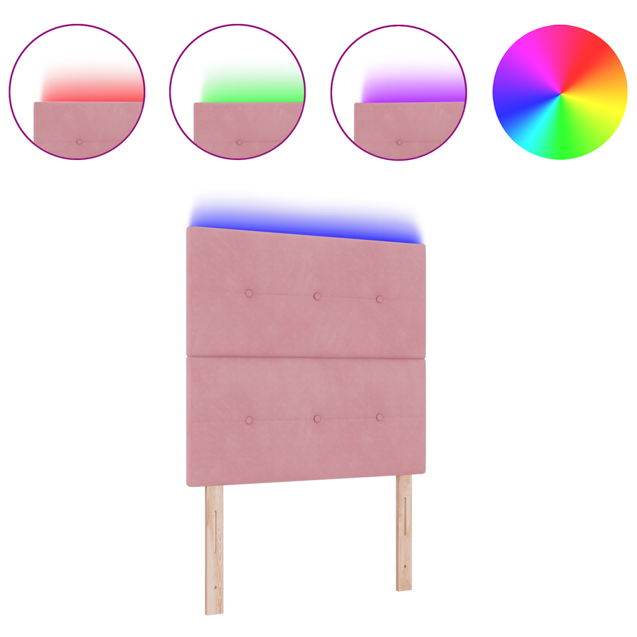 Hoofdbord met LED 100 cm fluweel roze