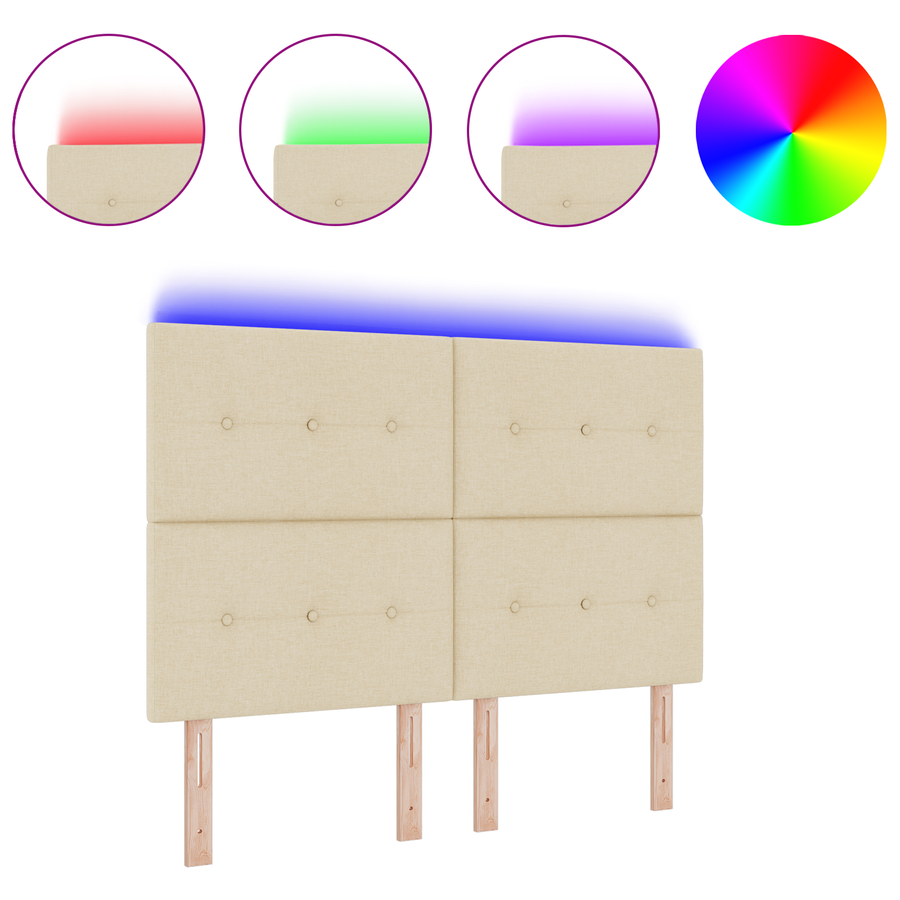 Hoofdbord met LED 72 cm stof crèmekleurig