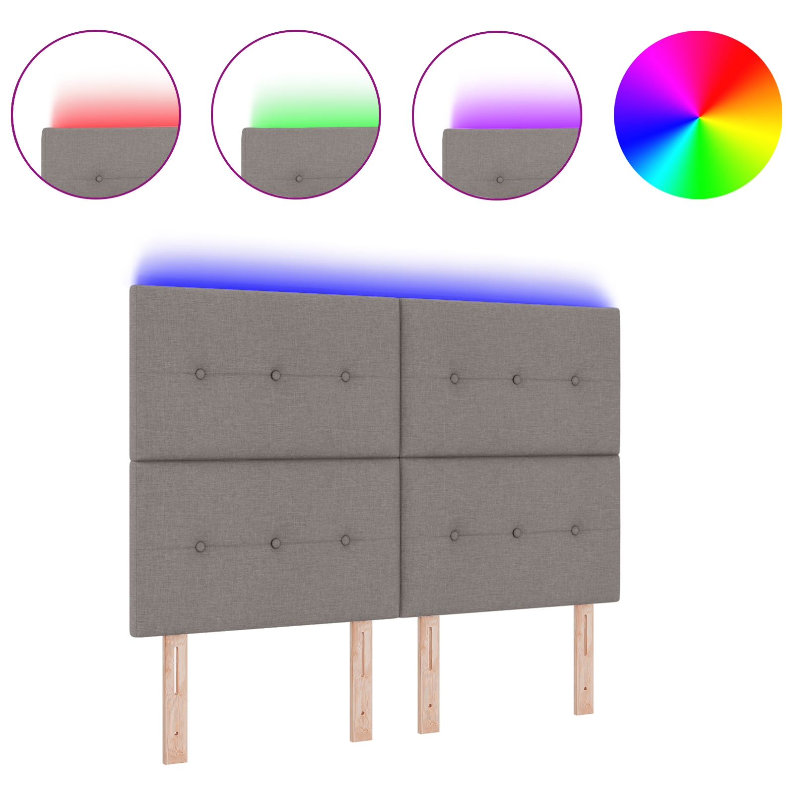 Hoofdbord met LED 80 cm stof taupe