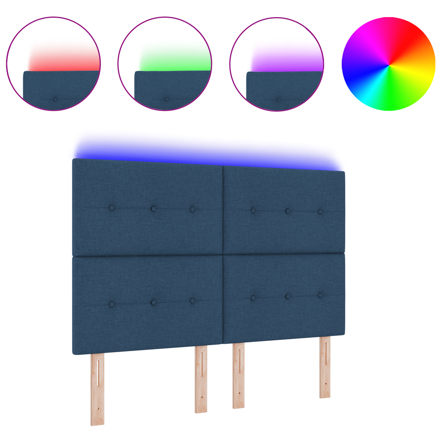 Hoofdbord met LED 80 cm stof blauw