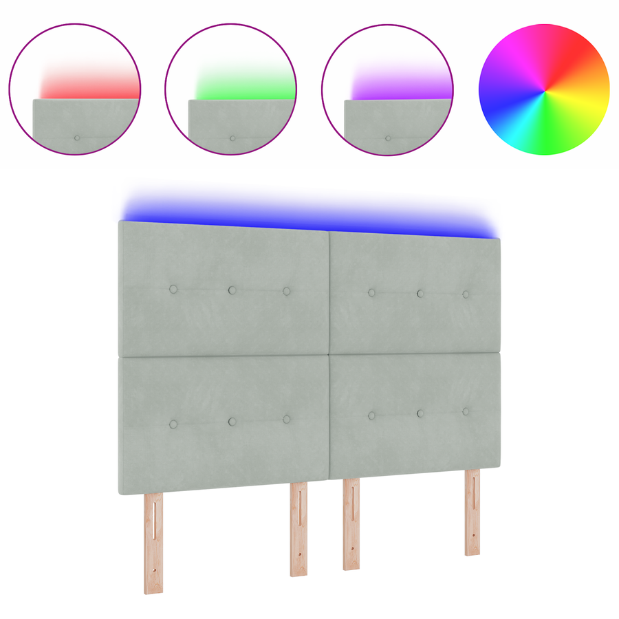 Hoofdbord met LED 80 cm fluweel lichtgrijs