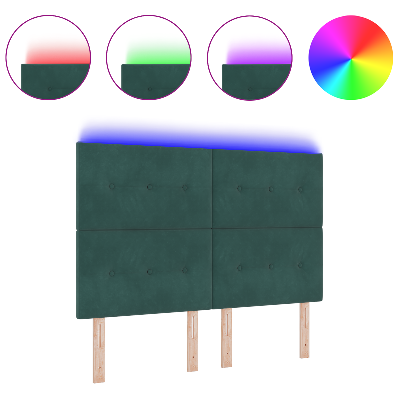 Hoofdbord met LED 80 cm fluweel donkergroen