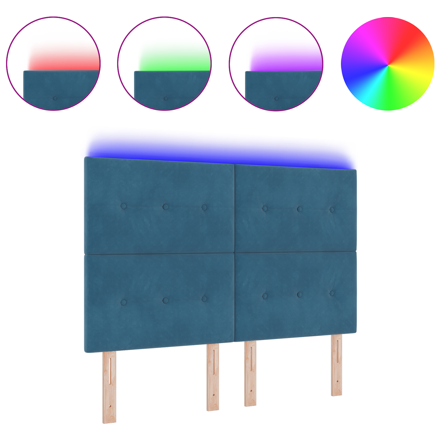 Hoofdbord met LED 80 cm fluweel donkerblauw