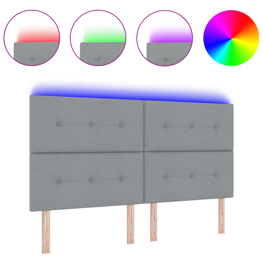 Hoofdbord met LED 90 cm stof lichtgrijs