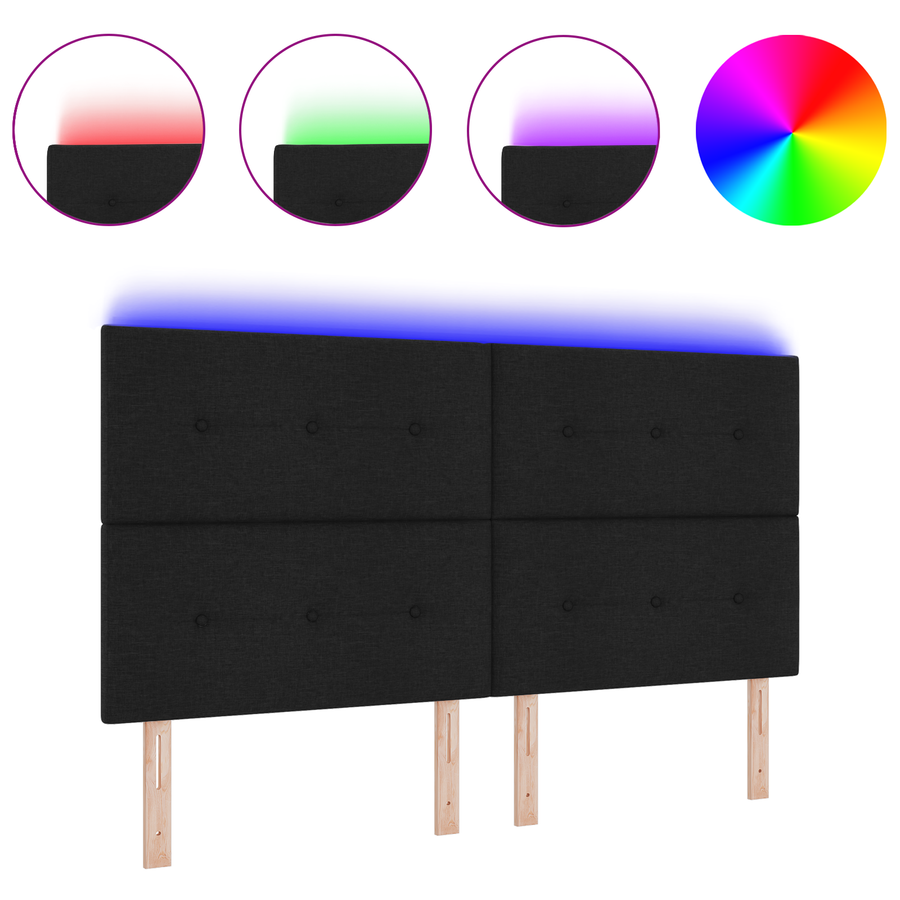 Hoofdbord met LED 90 cm stof zwart