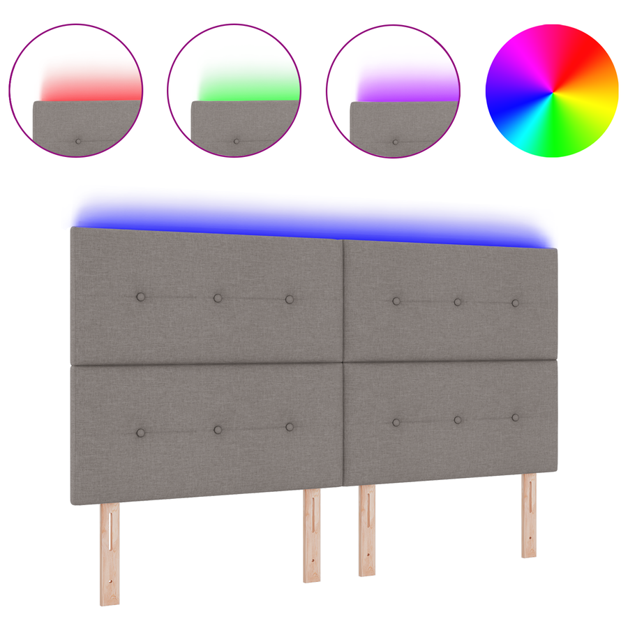 Hoofdbord met LED 90 cm stof taupe