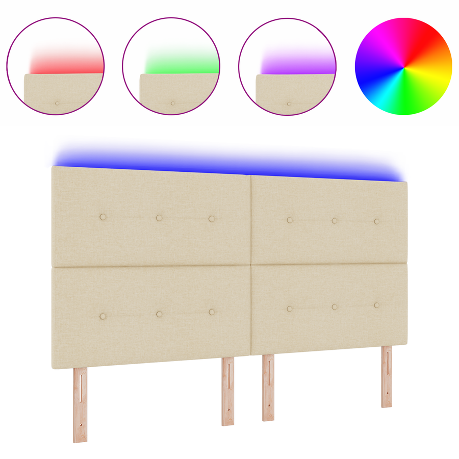 Hoofdbord met LED 90 cm stof crèmekleurig