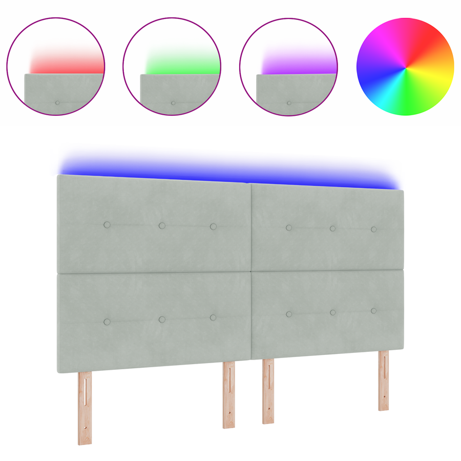 Hoofdbord met LED 90 cm fluweel lichtgrijs