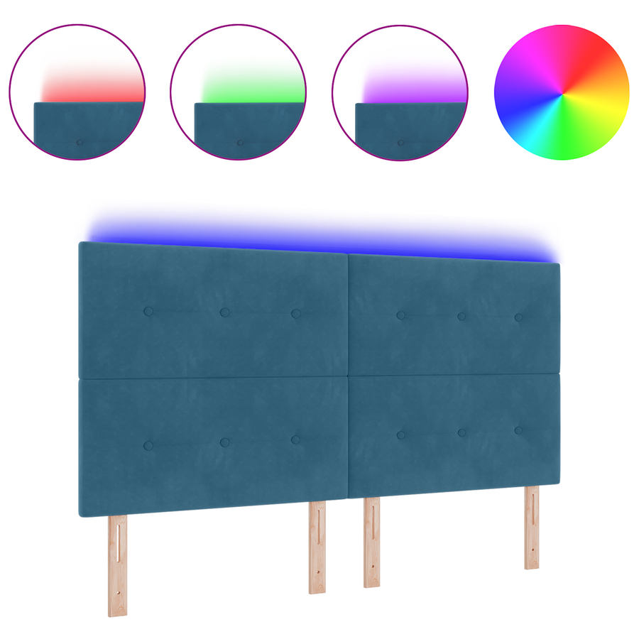 Hoofdbord met LED 90 cm fluweel donkerblauw
