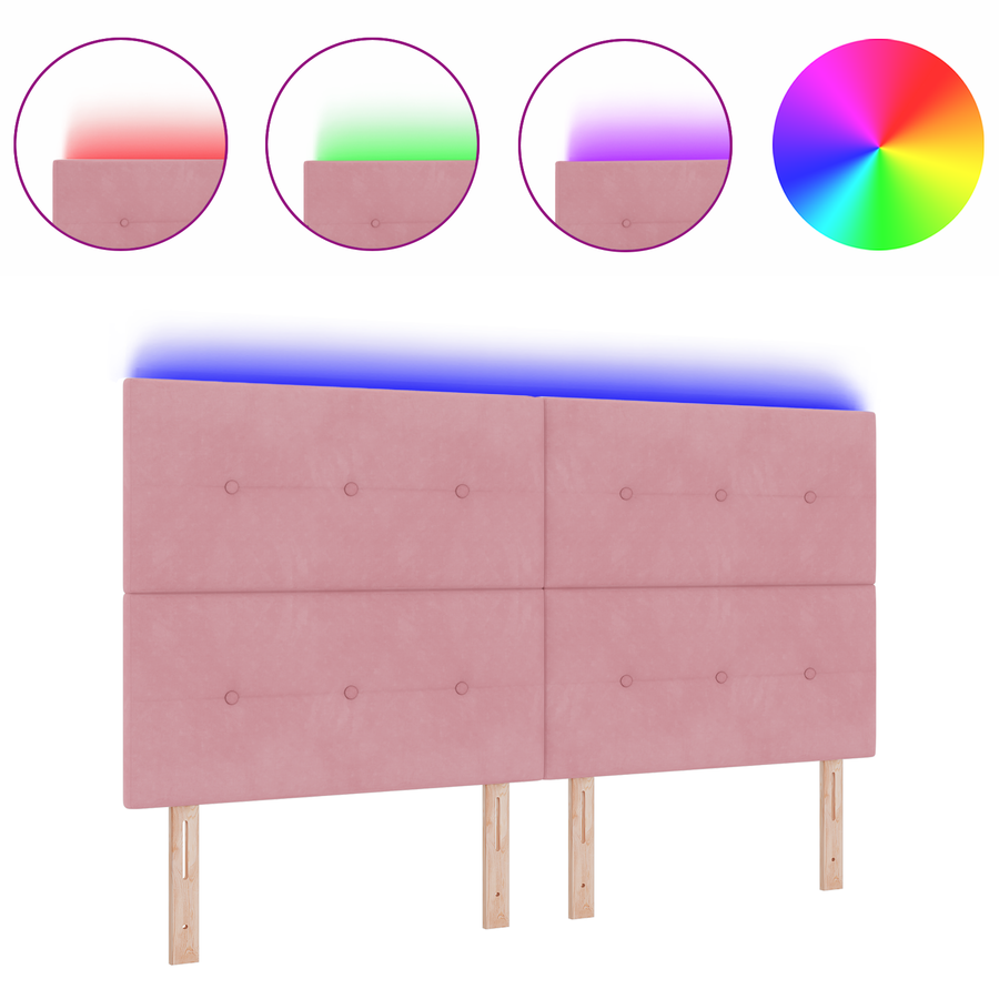 Hoofdbord met LED 90 cm fluweel roze