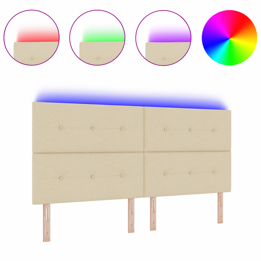 Hoofdbord met LED 100 cm stof crèmekleurig