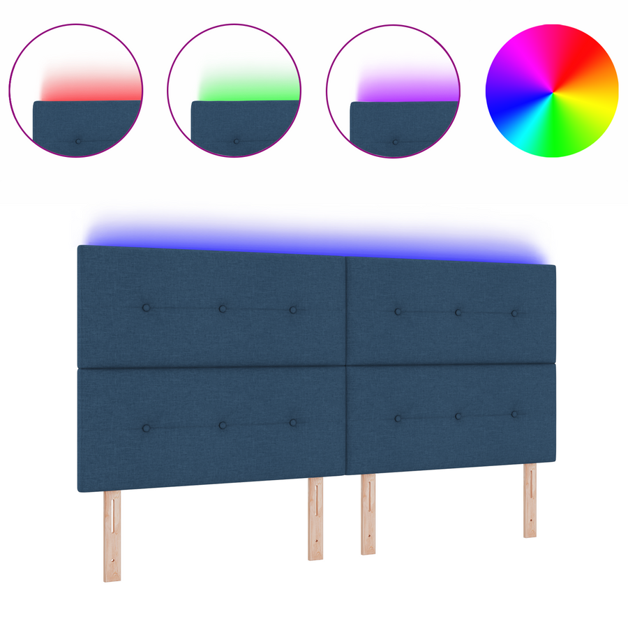 Hoofdbord met LED 100 cm stof blauw