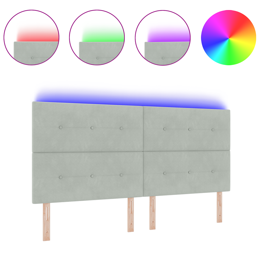 Hoofdbord met LED 100 cm fluweel lichtgrijs